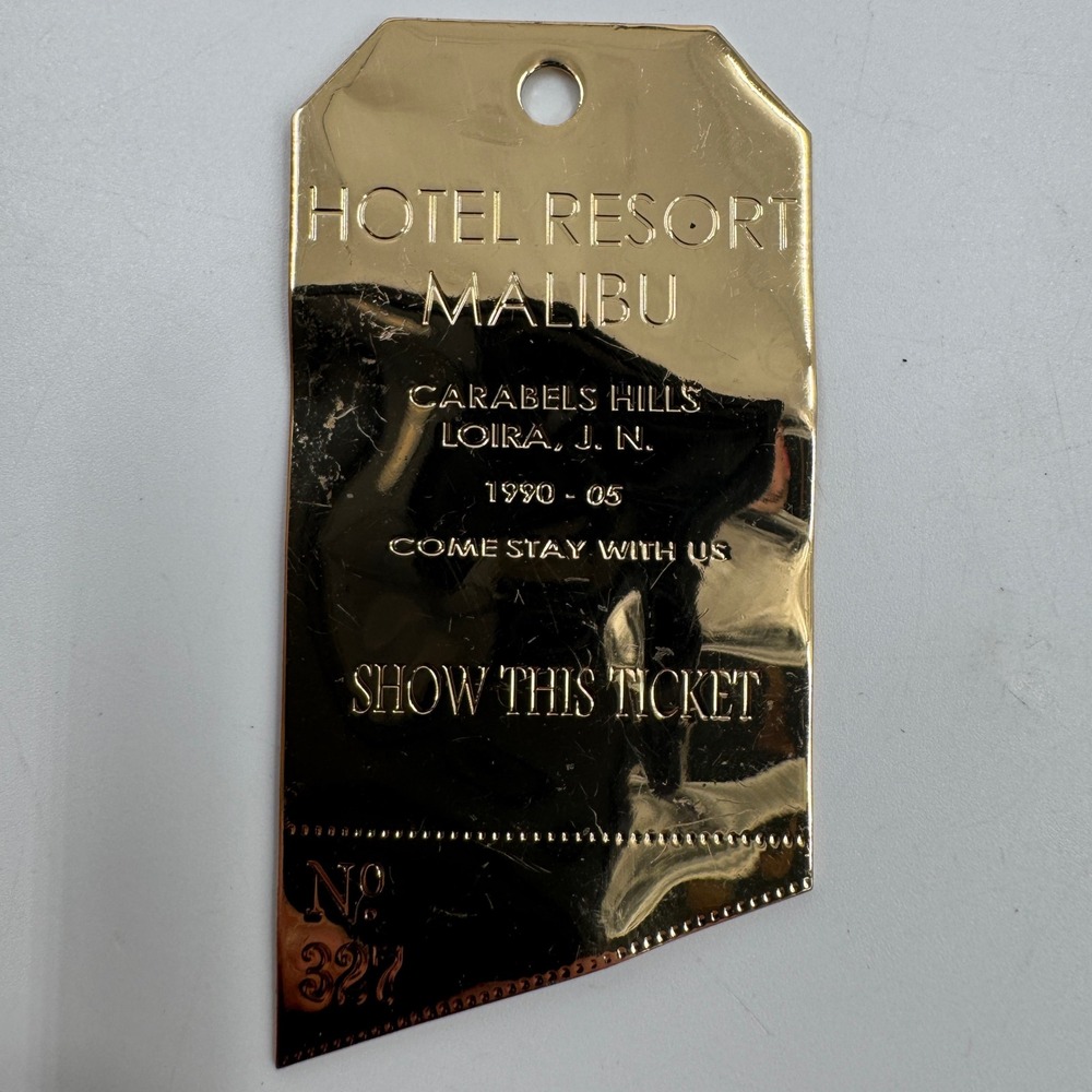 Hotel Resort Malibu‎ Souvenir Ticket Gold Vintage Embossed Unbranded